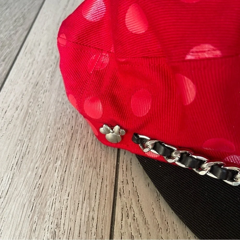 Disney Red and Black Studded Beret Hats